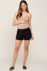 Black Wrap Side Maternity Track Shorts