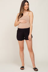 Black Wrap Side Maternity Track Shorts