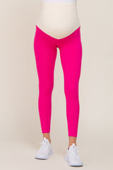 Fuchsia Side Pocket Maternity Active Cropped Legging