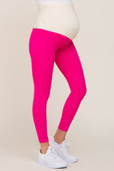 Fuchsia Side Pocket Maternity Active Cropped Legging