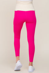 Fuchsia Side Pocket Maternity Active Cropped Legging