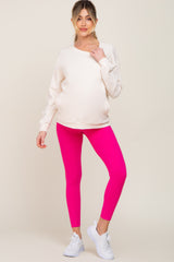 Fuchsia Side Pocket Maternity Active Cropped Legging