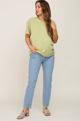 Light Wash Skinny Straight Cropped Maternity Jeans