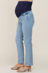 Light Wash Skinny Straight Cropped Maternity Jeans