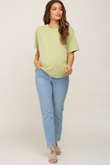 Light Wash Skinny Straight Cropped Maternity Jeans