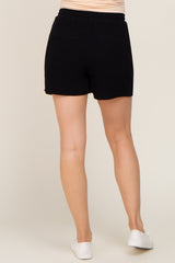 Black Drawstring Linen Maternity Shorts