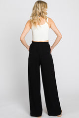 Black Smocked Waist Wide Leg Pants