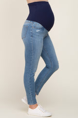 Blue Open Knee Maternity Skinny Jean