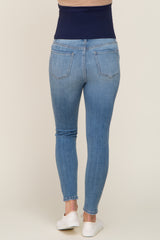 Blue Open Knee Maternity Skinny Jean