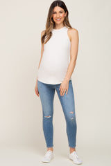 Blue Open Knee Maternity Skinny Jean