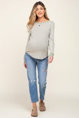 Blue Distressed Knee Maternity Straight Leg Jeans