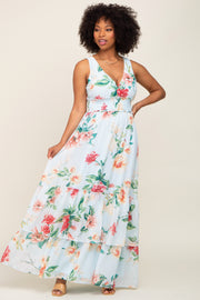 Light Blue Floral Maxi Dress