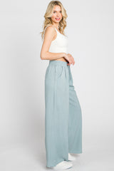 Light Blue Drawstring Wide Leg Pants