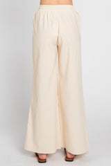 Cream Drawstring Wide Leg Pants