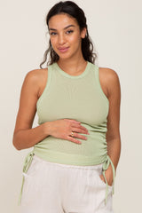 Mint Green Ruched Side Tie Knit Maternity Tank Top