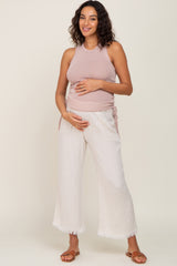 Light Pink Ruched Side Tie Knit Maternity Tank Top