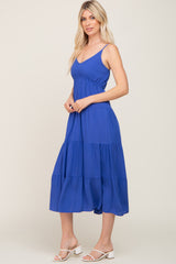 Royal Blue Sleeveless Tiered Midi Dress