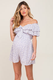 Lavender Floral Off Shoulder Maternity Romper