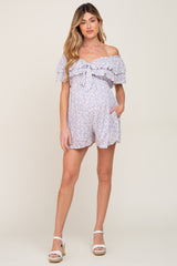 Lavender Floral Off Shoulder Maternity Romper