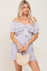 Lavender Floral Off Shoulder Maternity Romper