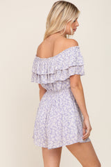 Lavender Floral Off Shoulder Romper