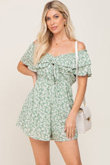 Green Floral Off Shoulder Romper