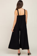 Black Halter Wide Leg Maternity Jumpsuit