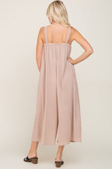 Taupe Halter Wide Leg Jumpsuit