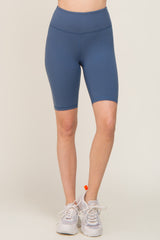 Blue High Waist Bike Shorts