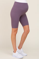 Lavender High Waist Maternity Bike Shorts