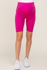 Fuchsia High Waist Maternity Bike Shorts