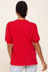 Red Puff Short Sleeve Top