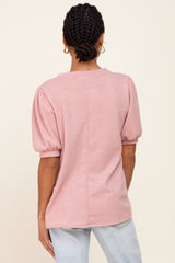 Mauve Puff Short Sleeve Top