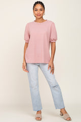 Mauve Puff Short Sleeve Top