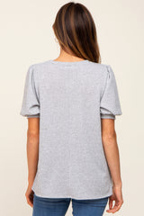 Heather Grey Puff Short Sleeve Top