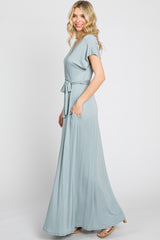 Dark Mint Basic Wrap Maxi Dress