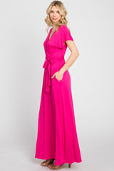 Fuchsia Basic Wrap Maxi Dress