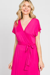 Fuchsia Basic Wrap Maxi Dress