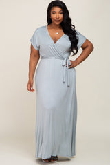 Dark Mint Basic Maternity Plus Wrap Maxi Dress