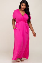 Fuchsia Basic Plus Wrap Maxi Dress