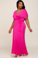 Fuchsia Basic Plus Wrap Maxi Dress