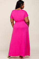 Fuchsia Basic Plus Wrap Maxi Dress