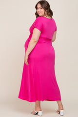 Fuchsia Basic Maternity Plus Wrap Maxi Dress