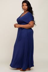 Navy Basic Plus Wrap Maxi Dress