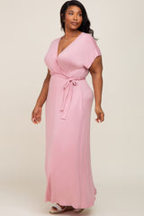 Mauve Basic Plus Wrap Maxi Dress