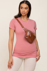 Mauve Basic Crew Neck Maternity Tee