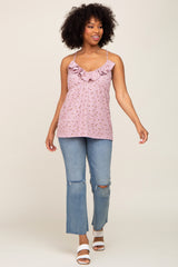 Mauve Ruffle Accent Tank Top