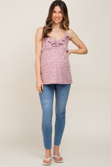 Mauve Ruffle Accent Maternity Tank Top