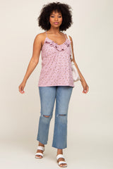 Mauve Ruffle Accent Tank Top