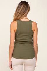 Olive Ribbed Basic Maternity Tank Top